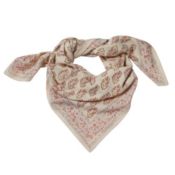 FOULARD FLEURS INDIENNES PRIMEROSE ROSÉ - BONHEUR DU JOUR