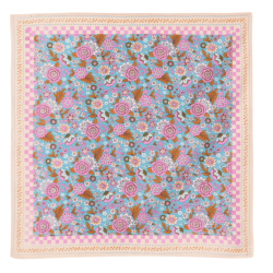 FOULARD FLEURS INDIENNES AMAIA TURQUOISE - BONHEUR DU JOUR