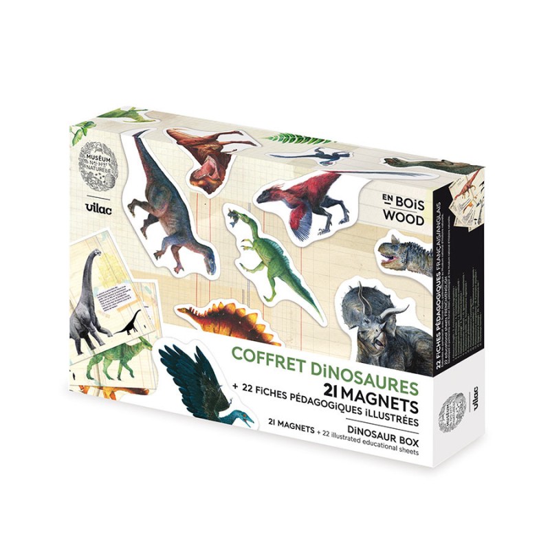 SET DE 21 MAGNETS DINOSAURES-MUSEUM D'HISTOIRE NATURELLE - VILAC