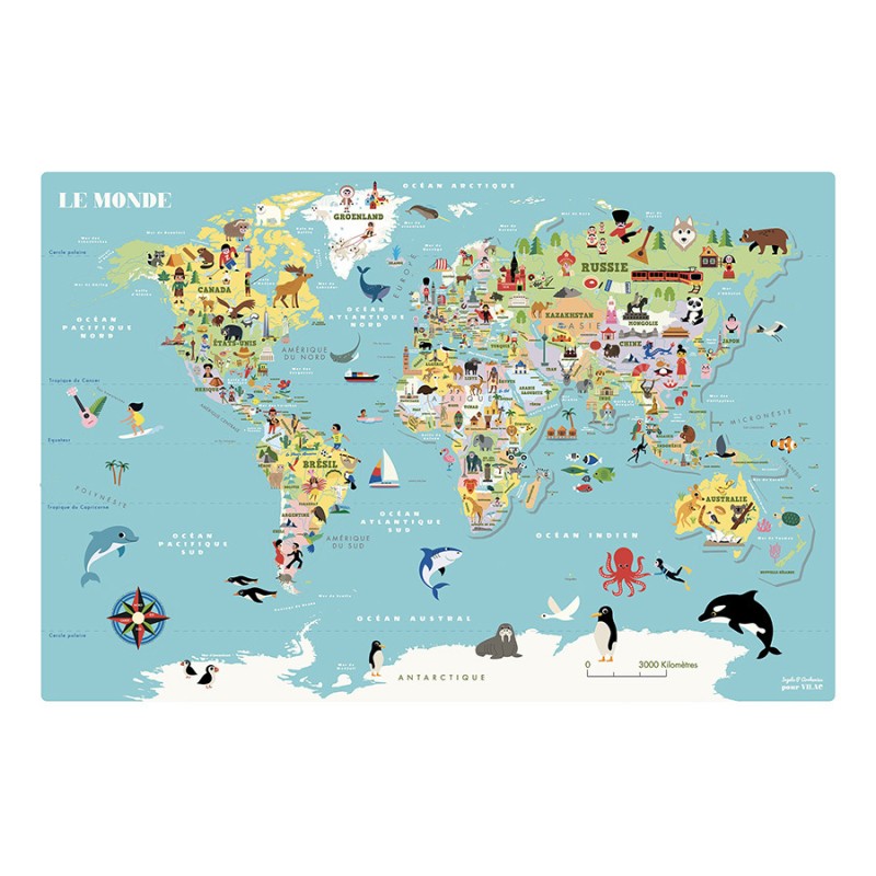 PUZZLE MAGNETIQUE CARTE DU MONDE - VILAC