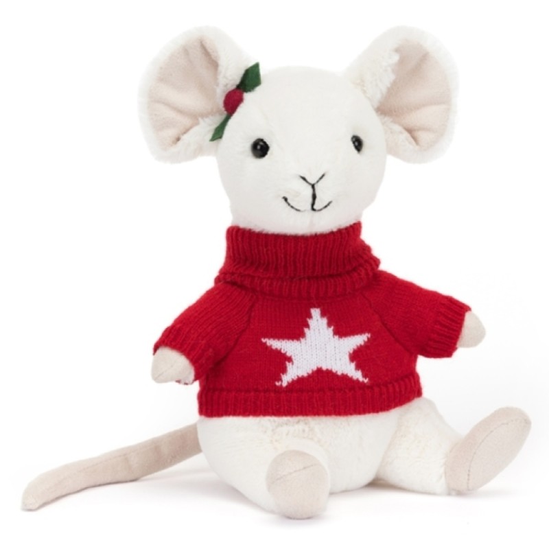 SOURIS MERRY MOUSE ET SON PULL DE NOEL - JELLYCAT