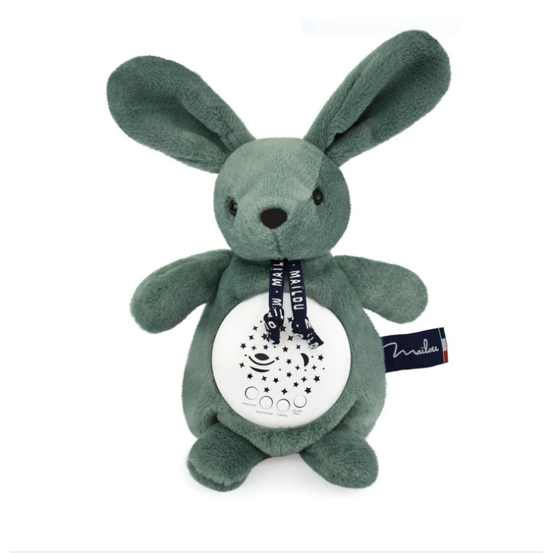 VEILLEUSE MUSICALE PROJECTEUR LAPIN VERT - MAILOU