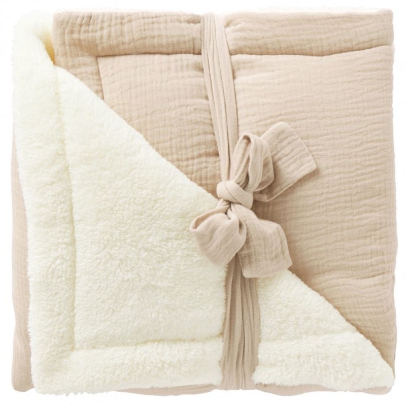 COUVERTURE PELUCHE ET GAZE DE COTON BISCUIT - BB AND CO