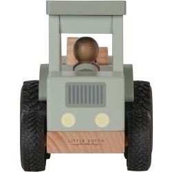 TRACTEUR AVEC SA REMORQUE ET FIGURINES E  BOIS - LITTLE DUTCH