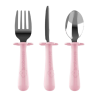 SET 3 COUVERTS ERGONOMIQUES INOX ET MANCHES ROSES - GRABEASE